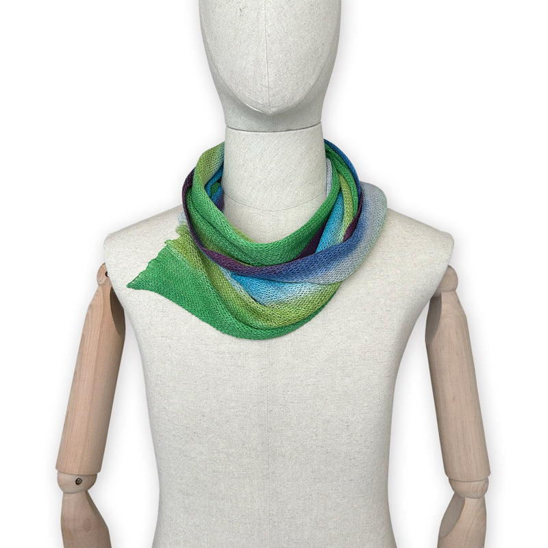  Linen-scarf-hand-painted-167x23cm-green-blue-otta-italy-2331