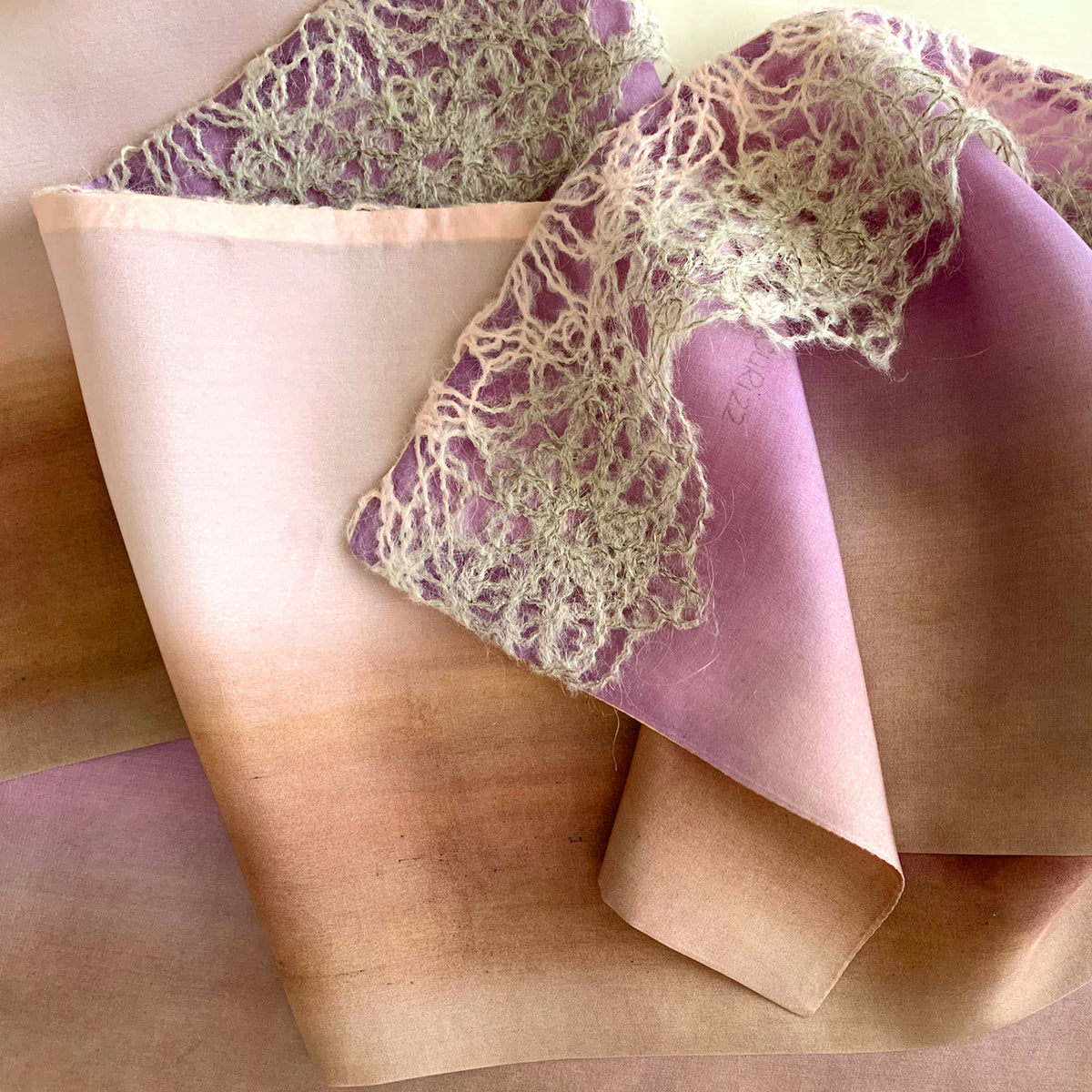Silk-wool-scarf-hand-painted-168x29cm-pink-brown-otta-italy-2235