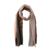 Loosely looped hand-painted Otta cashmere scarf on a white background, showcasing its warm texture and length. 70 x 200 cm.
