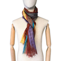 Linen-scarf-hand-painted-45x182cm-brown-turquoise-yellow-otta-italy-2471