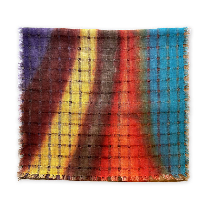 Linen-scarf-hand-painted-45x182cm-brown-turquoise-yellow-otta-italy-2472