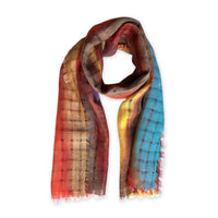 Linen-scarf-hand-painted-45x182cm-brown-turquoise-yellow-otta-italy-2473