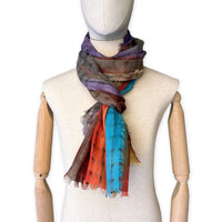 Linen-scarf-hand-painted-45x182cm-brown-turquoise-yellow-otta-italy-2475