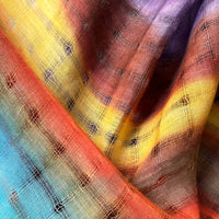 Linen-scarf-hand-painted-45x182cm-brown-turquoise-yellow-otta-italy-2477