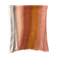 Hand-painted linen scarf by Otta-Italy, 37 x 196 cm, featuring 
coral, orange, gray, and champagne. Luxury Italian pure linen accessory with hand-sewn edges, soft, fresh and lightweight scarf for women and men.
