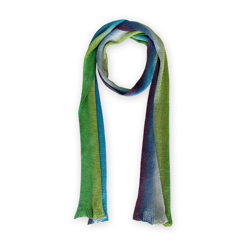  Linen-scarf-hand-painted-167x23cm-green-blue-otta-italy-2334