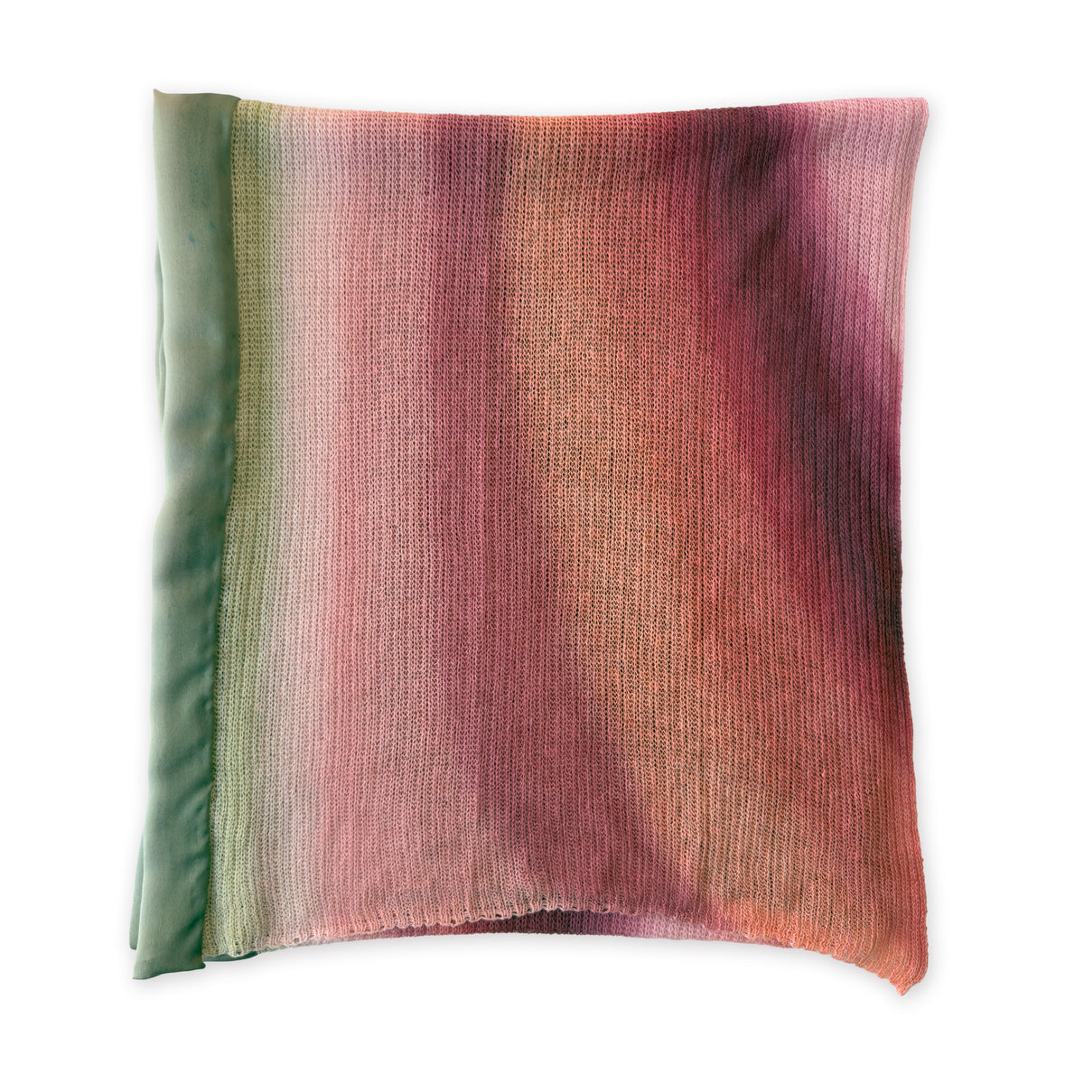 Hand-painted linen scarf by Otta-Italy, 42 x 196 cm, featuring 
pink and green. Luxury Italian pure linen accessory with hand-sewn edges, soft, fresh and lightweight scarf for women and men.
