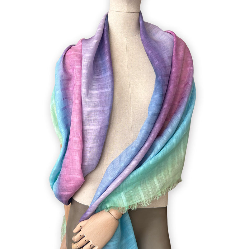 Linen-scarf-hand-painted-190x70cm-violet-blue-otta-italy-2323