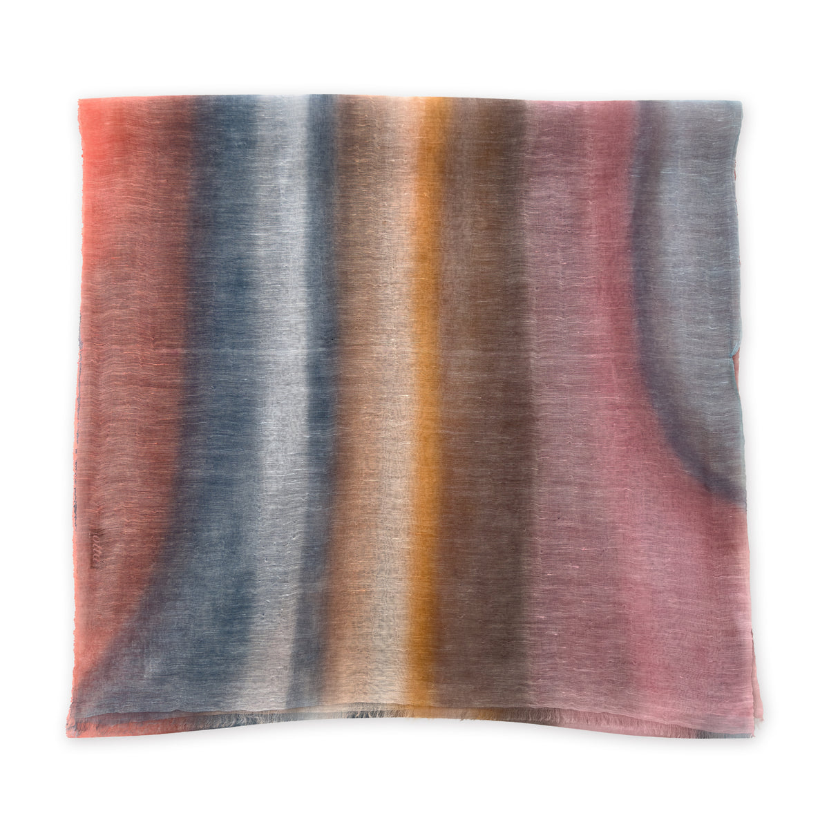 Hand-painted linen scarf by Otta-Italy, 52 x 200 cm, featuring 
brown and red. Luxury Italian pure linen accessory with hand-sewn edges, soft, fresh and lightweight scarf for women and men.
