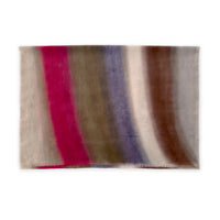 A hand-painted silk cotton scarf by Otta-Italy on a white background, measuring 70 x 190 cm, featuring 
brown, beige, red and purple shades. Luxury Italian silk cotton blend accessory, soft, fresh and lightweight scarf for women and men.
