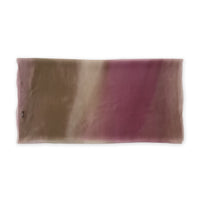 Hand-painted pure silk organza scarf by Otta-Italy flat lay on a white background. Pink, beige and brown luxury accessory. With delicate hand-fringed edges.
