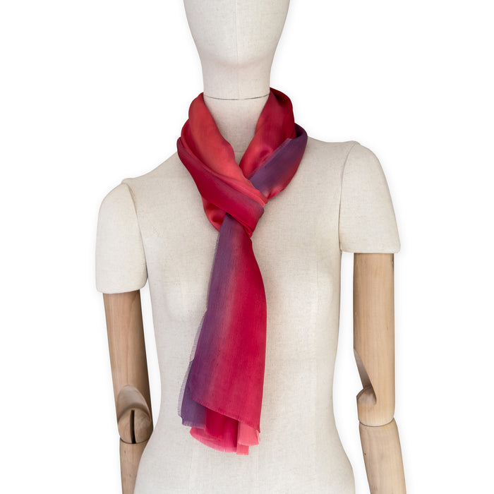 Silk-scarf-hand-painted-45x180cm-red-purple-otta-italy