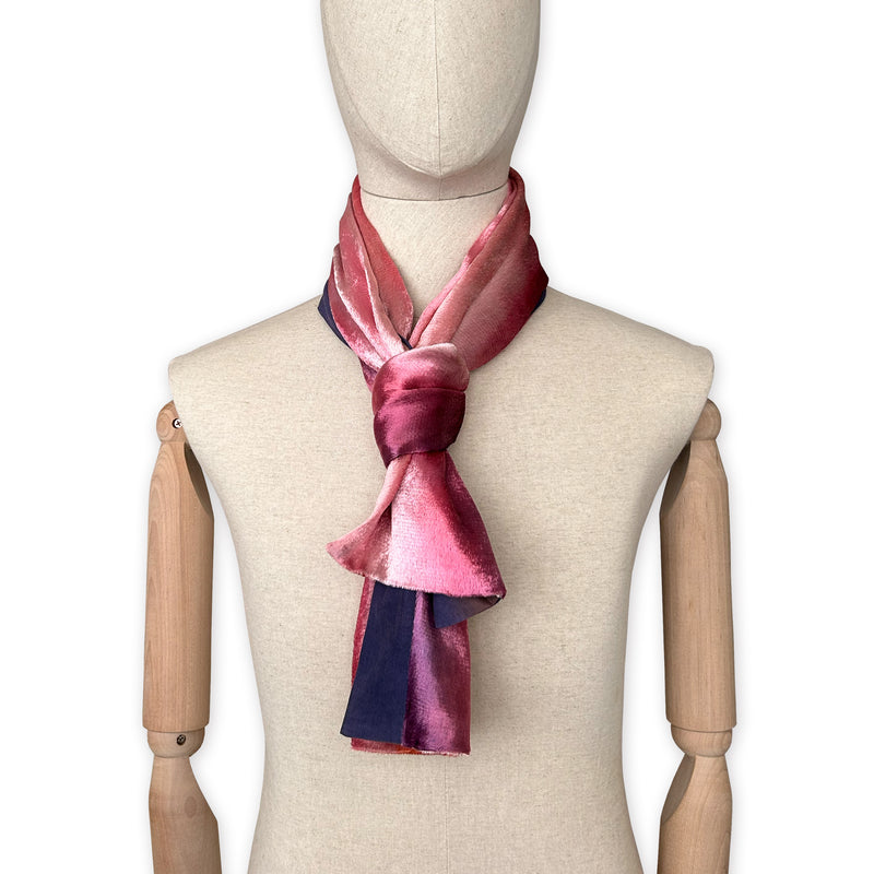 velvet-scarf-hand-painted-185x30cm-purple-coral-orange-otta-italy-2441