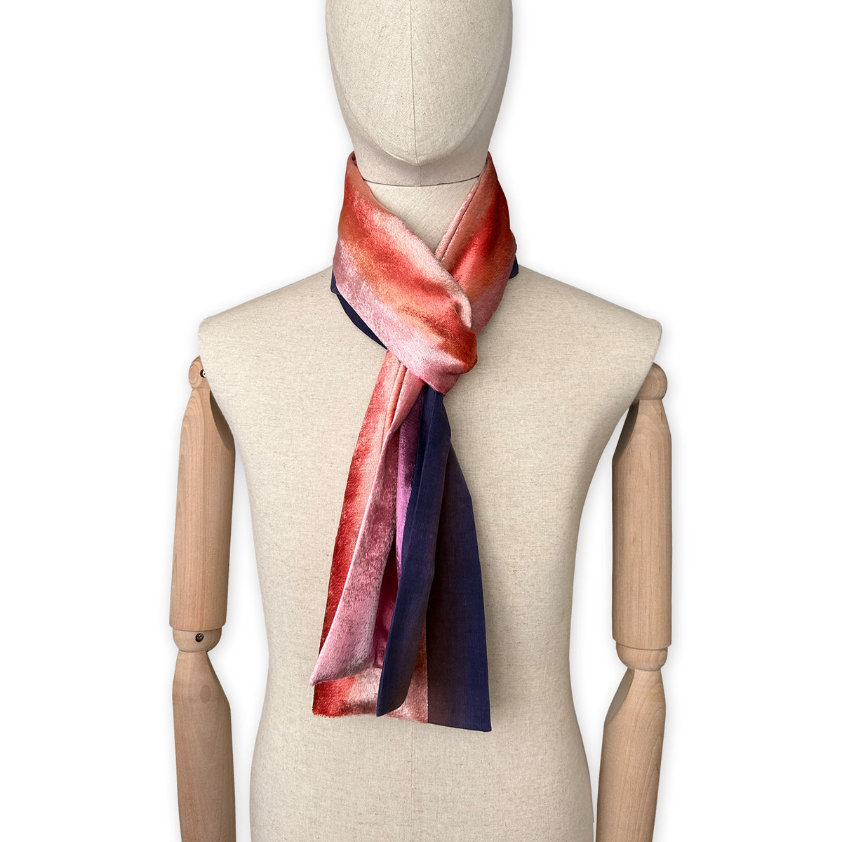 velvet-scarf-hand-painted-185x30cm-purple-coral-orange-otta-italy-2445