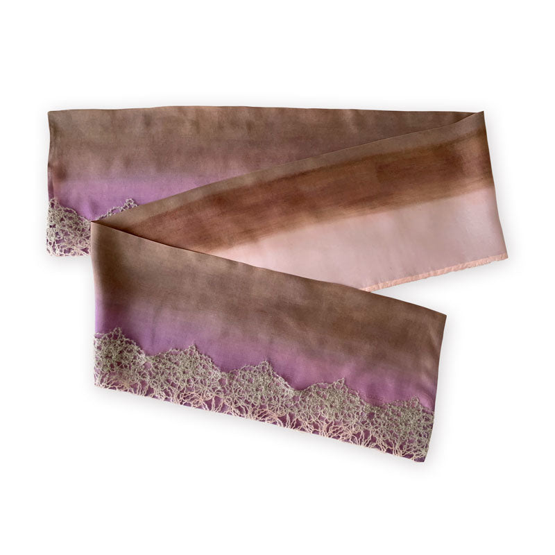 Silk-wool-scarf-hand-painted-168x29cm-pink-brown-otta-italy-2232